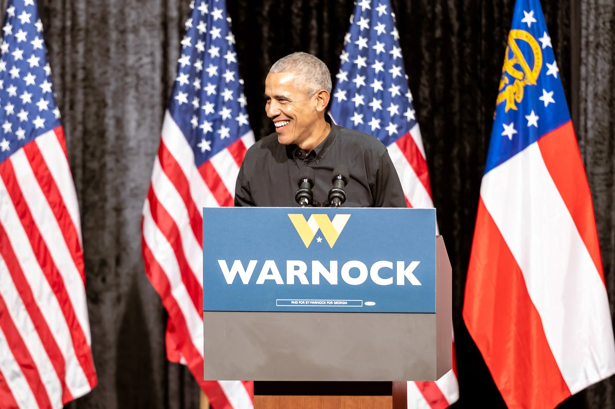Obama At Raphael Warnock Rally — Atlanta event and music photography by Stephanie Cousino, Smiling Eyes Media