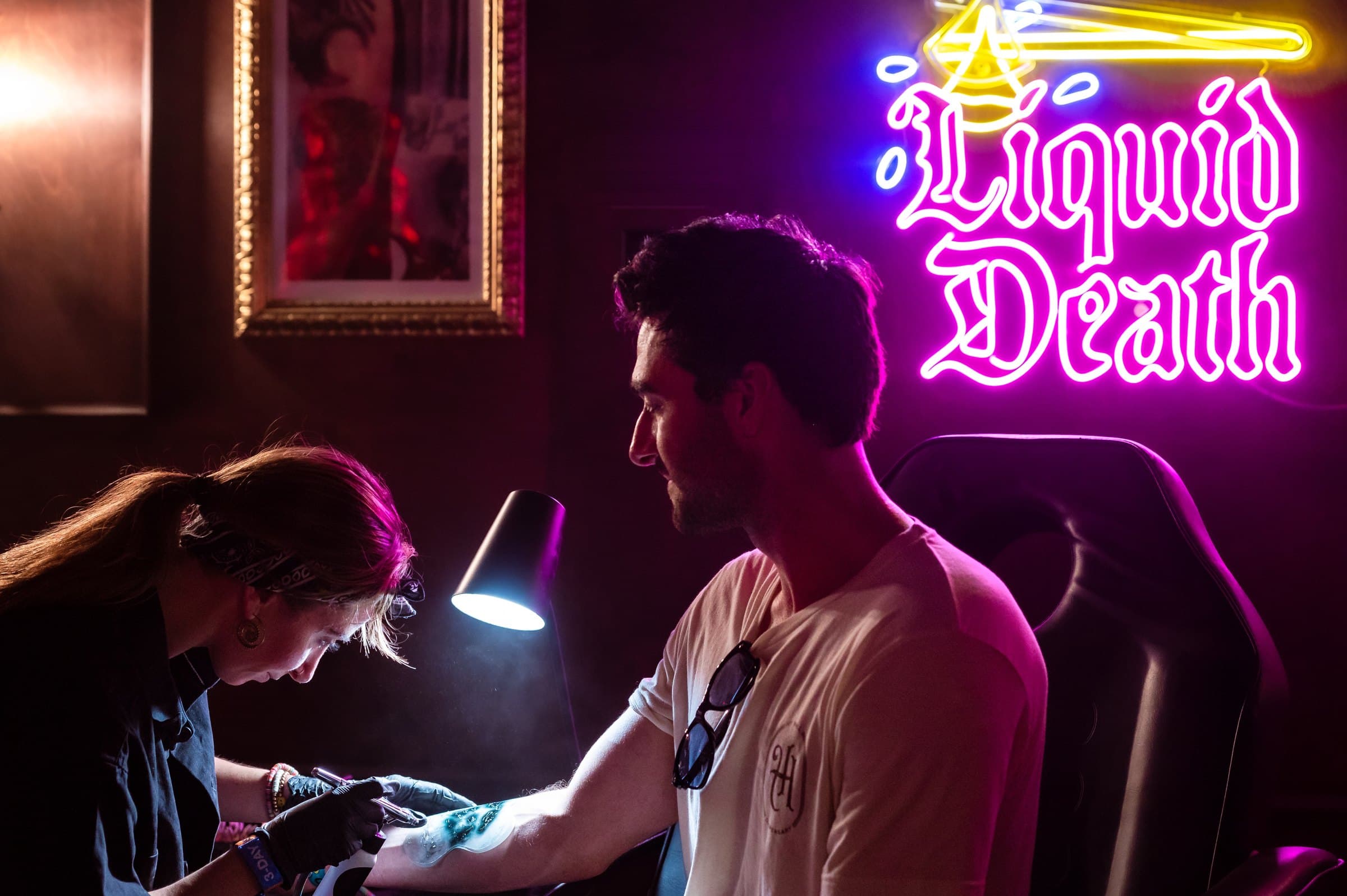 Liquid Death brand activation at Shaky Knees Music Festival in Atlanta, photographed by Stephanie Cousino